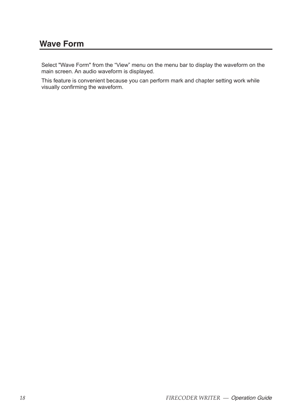 Wave form | Grass Valley FIRECODER Writer User Manual | Page 19 / 66