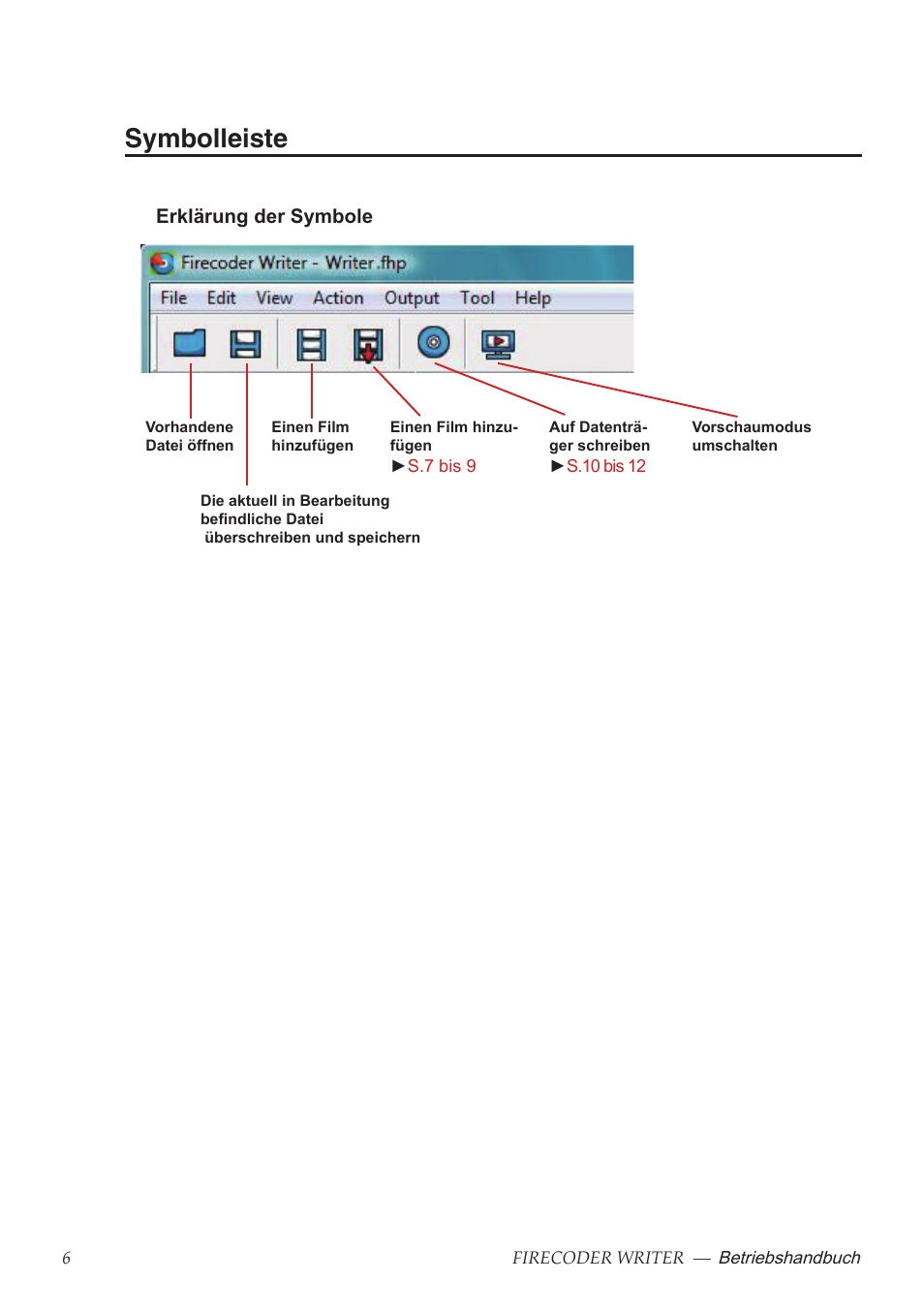 Symbolleiste | Grass Valley FIRECODER Writer User Manual | Page 29 / 66