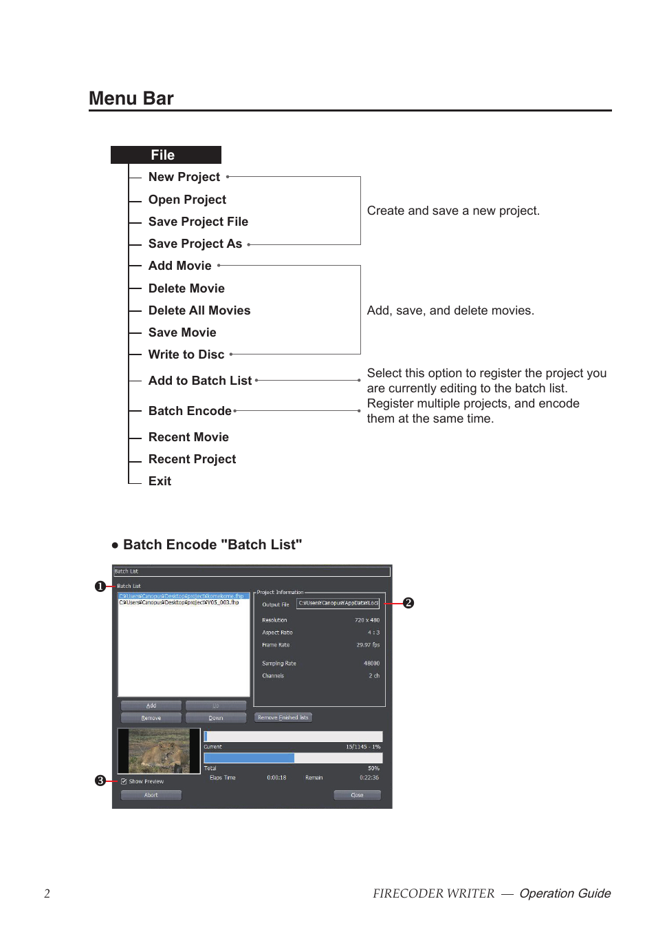 Menu bar | Grass Valley FIRECODER Writer User Manual | Page 3 / 66