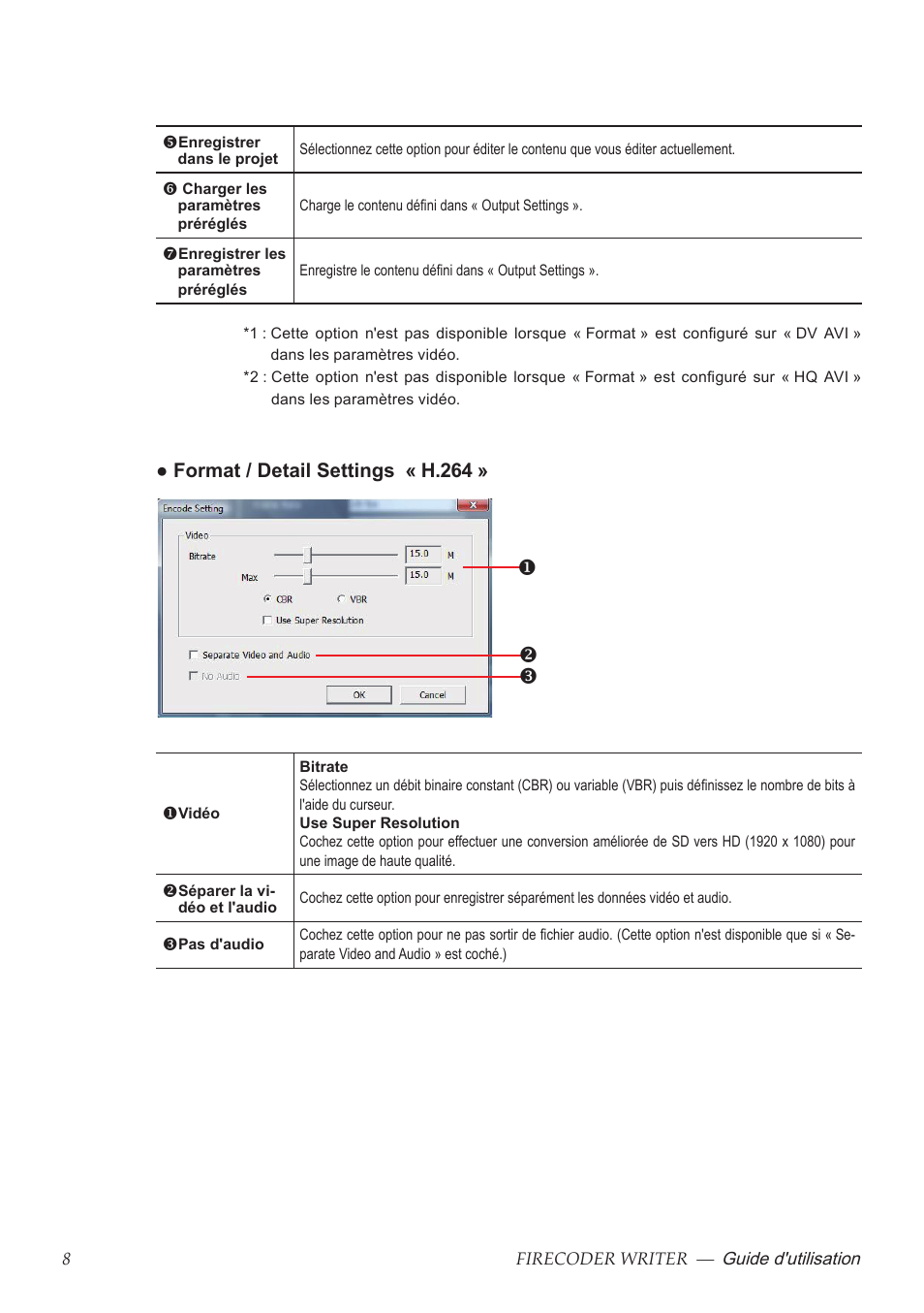 Format / detail settings « h.264 | Grass Valley FIRECODER Writer User Manual | Page 53 / 66