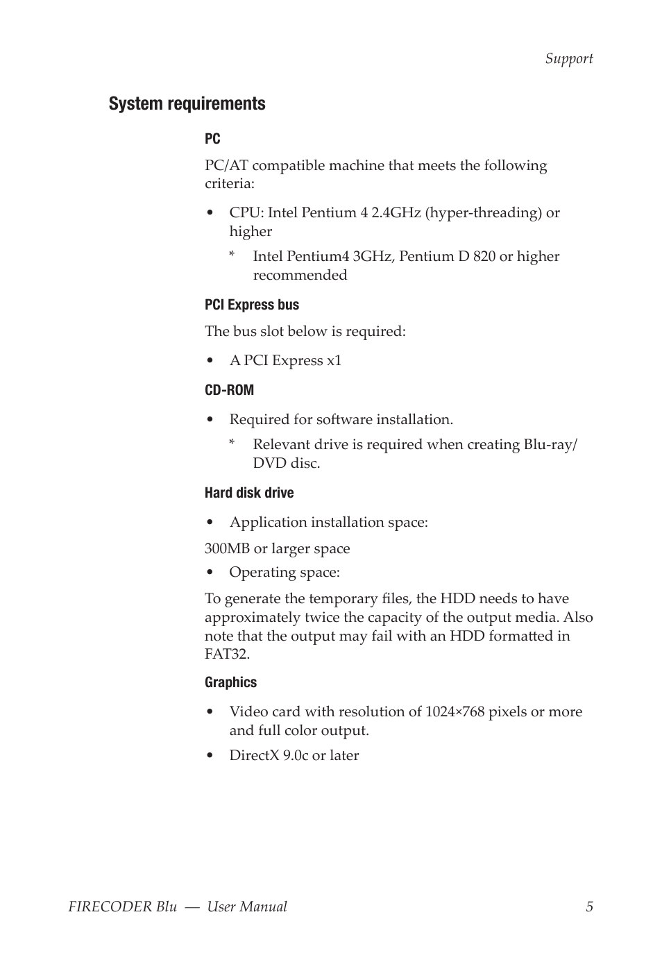 System requirements | Grass Valley FIRECODER Blu User Manual | Page 11 / 216