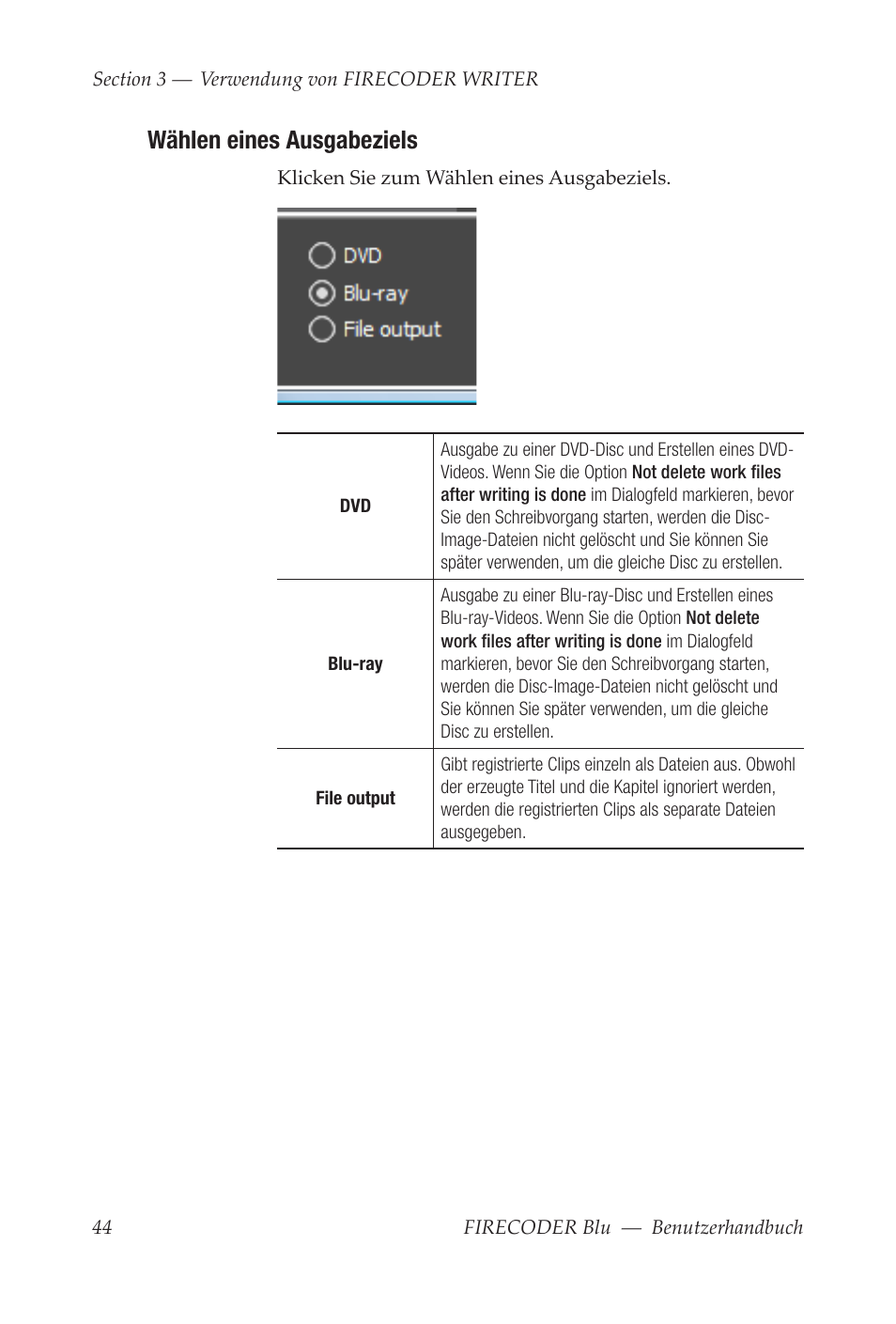 Wählen eines ausgabeziels | Grass Valley FIRECODER Blu User Manual | Page 118 / 216