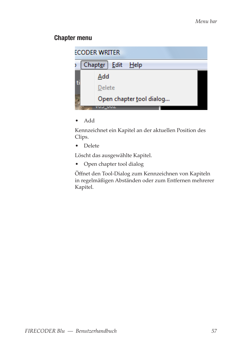 Chapter menu | Grass Valley FIRECODER Blu User Manual | Page 131 / 216