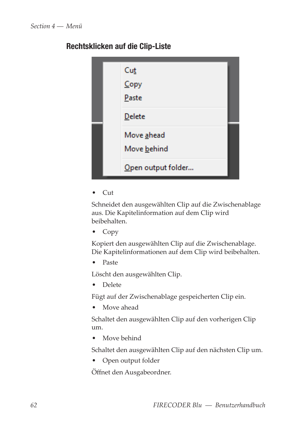 Rechtsklicken auf die clip-liste | Grass Valley FIRECODER Blu User Manual | Page 136 / 216
