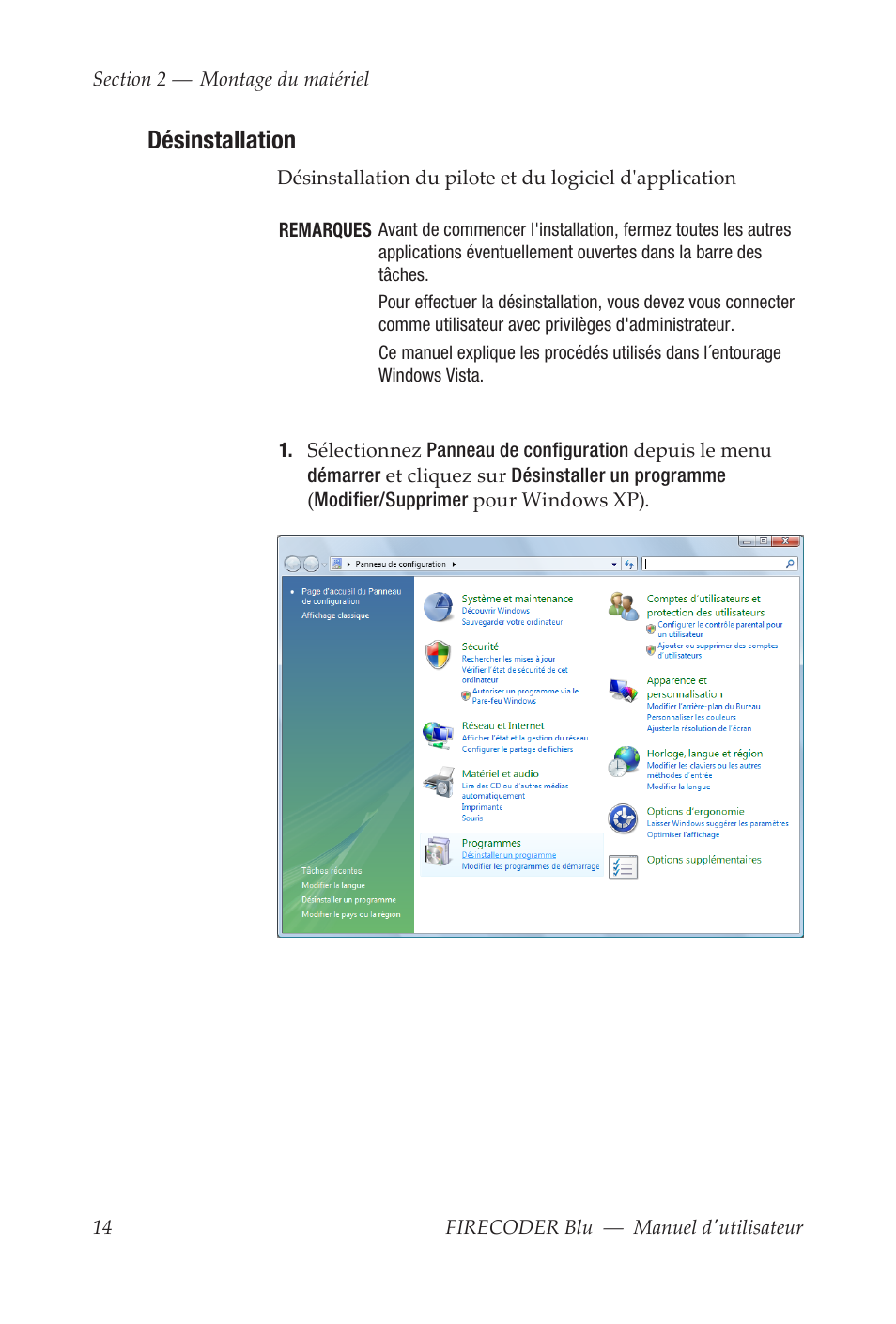Désinstallation | Grass Valley FIRECODER Blu User Manual | Page 162 / 216