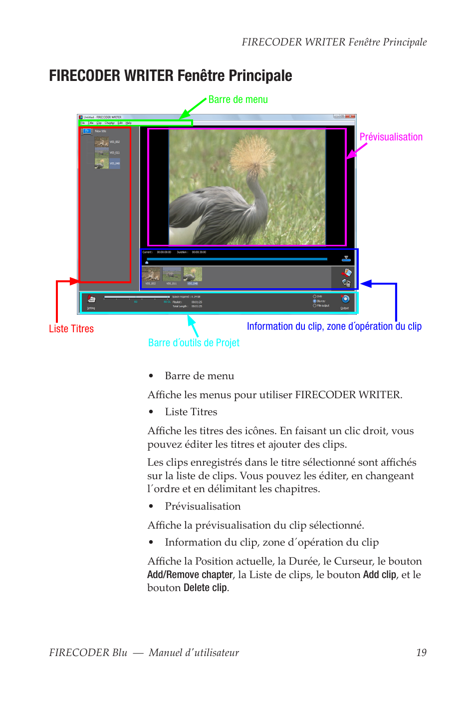 Firecoder writer fenêtre principale | Grass Valley FIRECODER Blu User Manual | Page 167 / 216