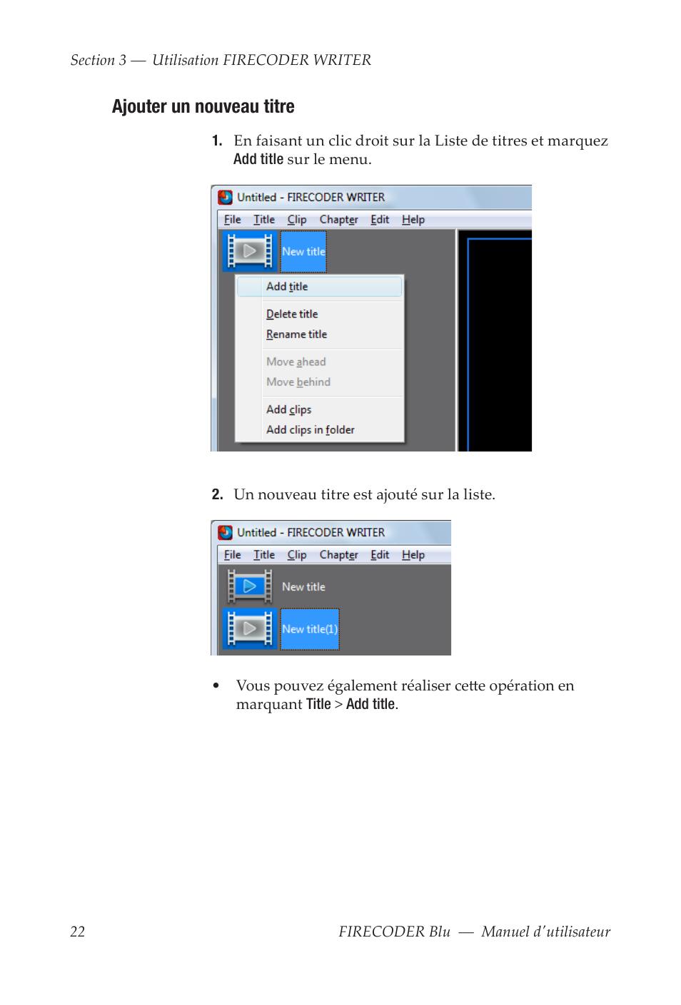 Ajouter un nouveau titre | Grass Valley FIRECODER Blu User Manual | Page 170 / 216