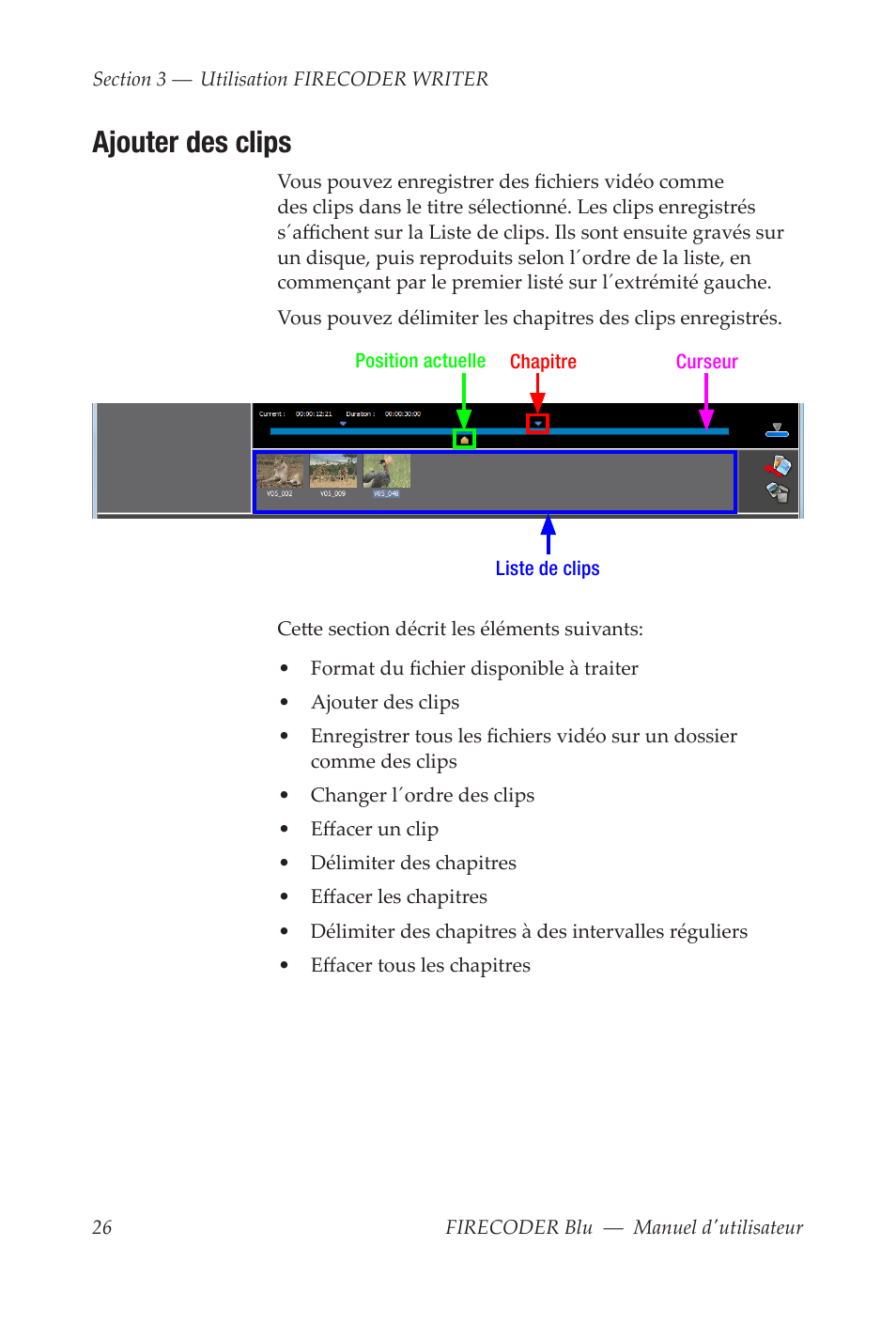 Ajouter des clips | Grass Valley FIRECODER Blu User Manual | Page 174 / 216