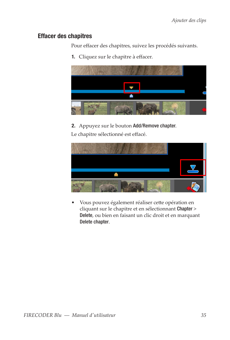 Effacer des chapitres | Grass Valley FIRECODER Blu User Manual | Page 183 / 216