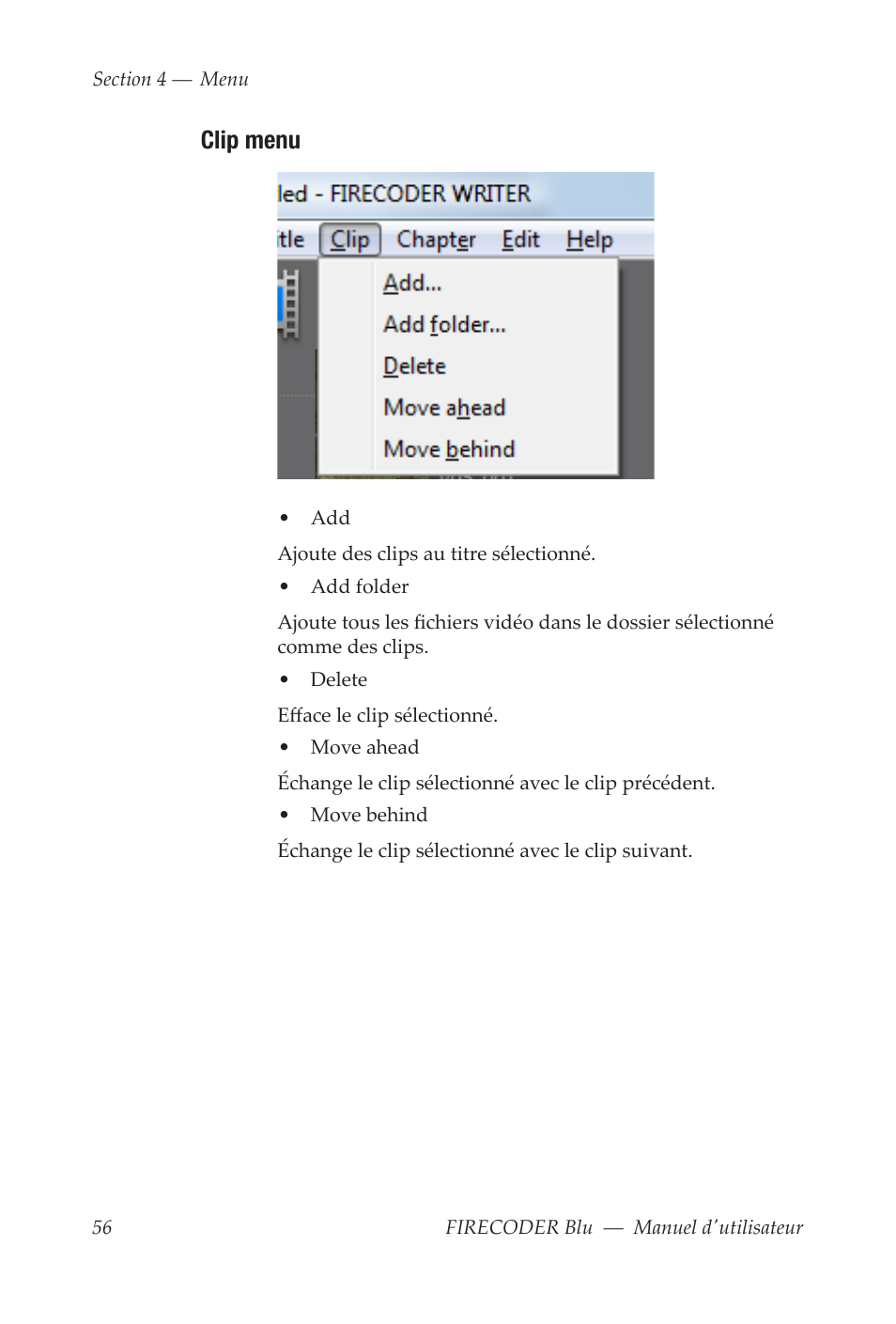Clip menu | Grass Valley FIRECODER Blu User Manual | Page 204 / 216