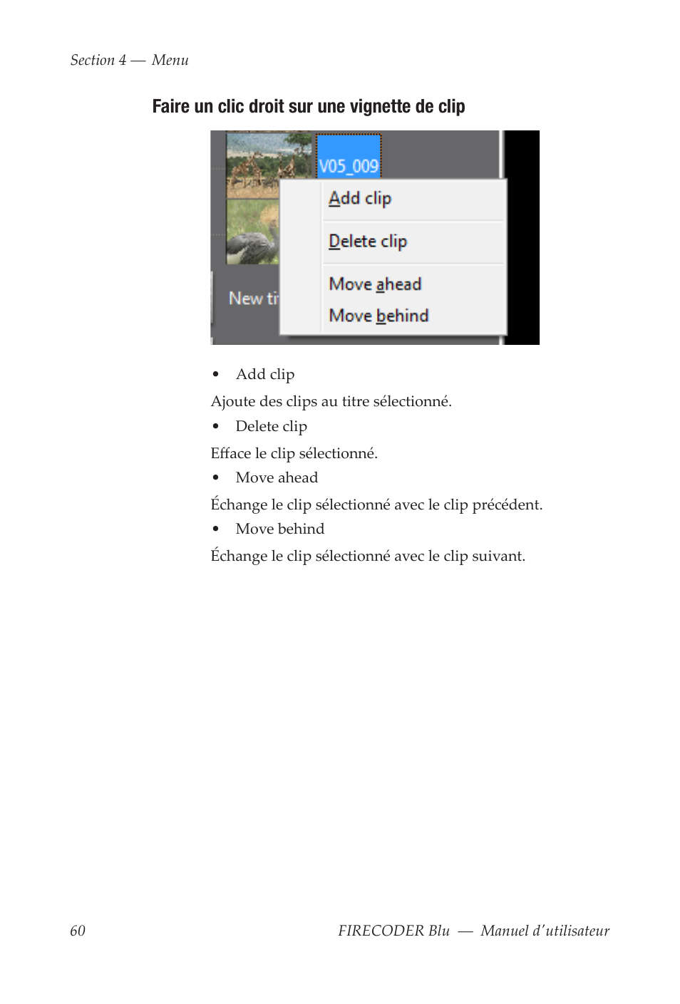 Faire un clic droit sur une vignette de clip | Grass Valley FIRECODER Blu User Manual | Page 208 / 216