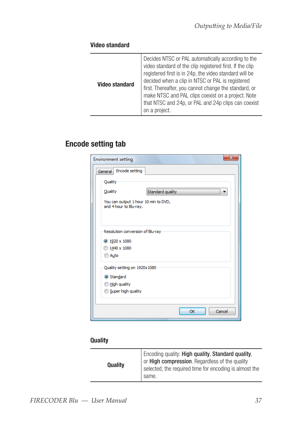 Encode setting tab | Grass Valley FIRECODER Blu User Manual | Page 43 / 216