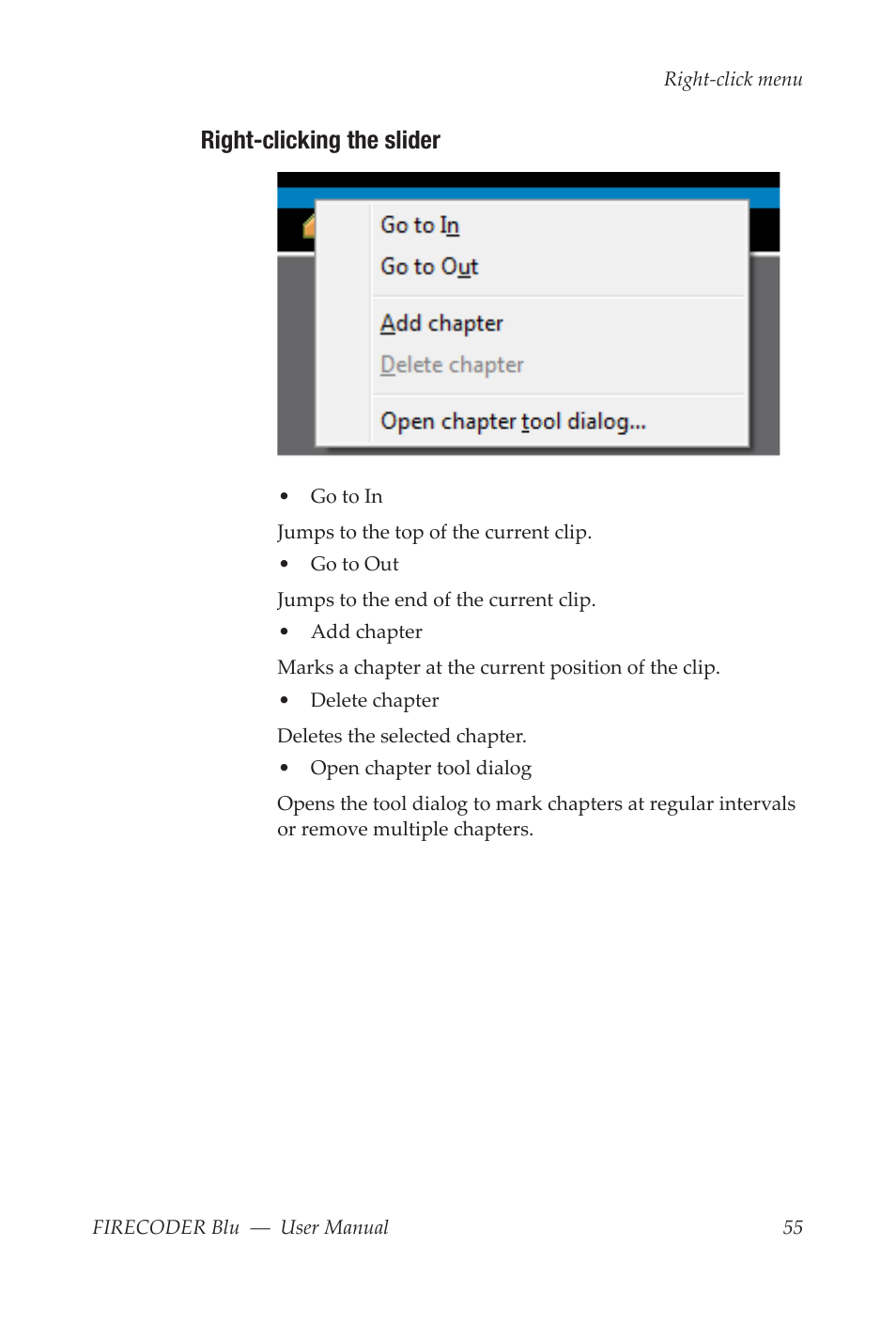 Right-clicking the slider | Grass Valley FIRECODER Blu User Manual | Page 61 / 216