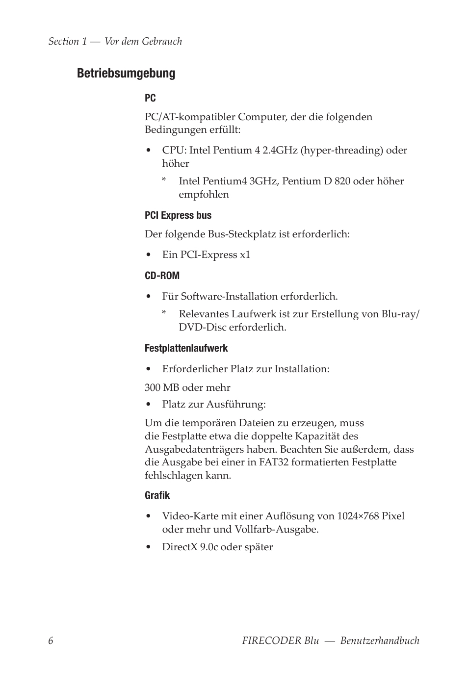 Betriebsumgebung | Grass Valley FIRECODER Blu User Manual | Page 80 / 216