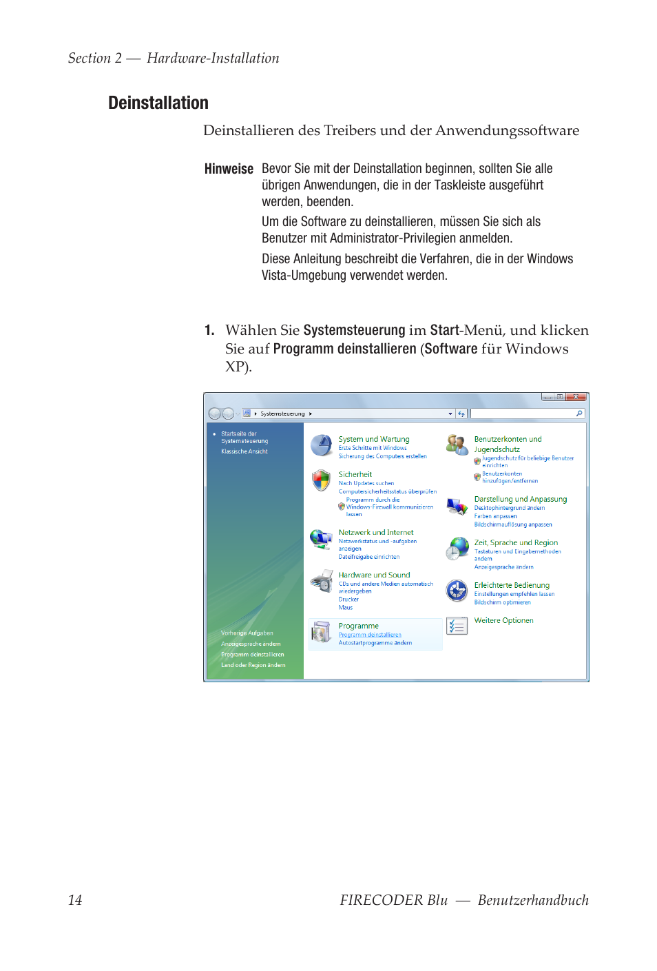 Deinstallation | Grass Valley FIRECODER Blu User Manual | Page 88 / 216