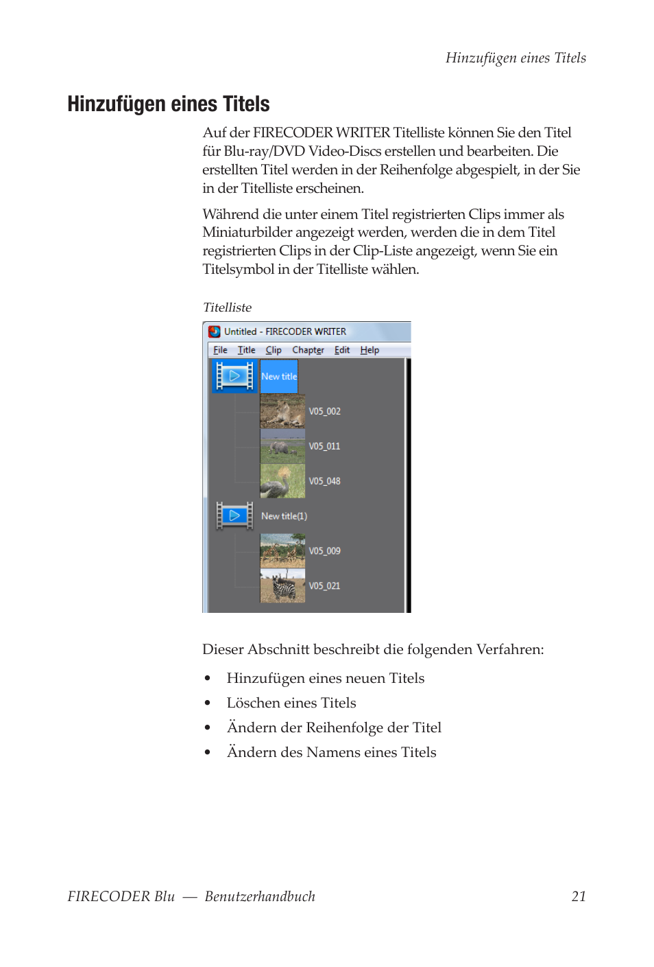 Hinzufügen eines titels | Grass Valley FIRECODER Blu User Manual | Page 95 / 216