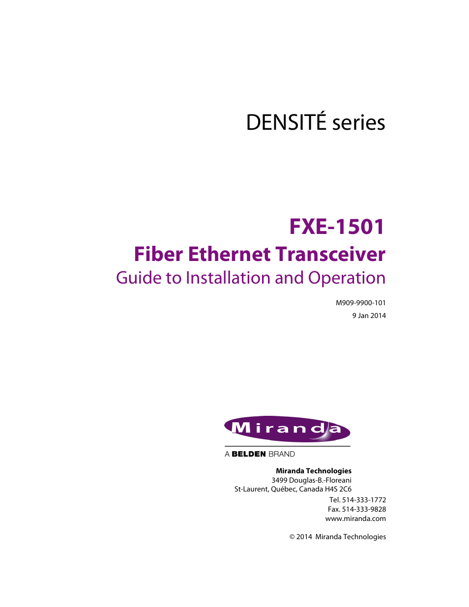Grass Valley FXE-1501 User Manual | 23 pages