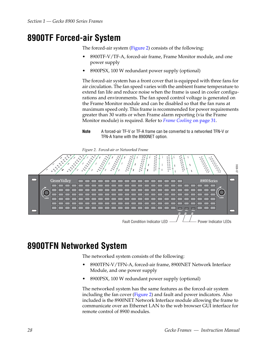 8900tf forced-air system, 8900tfn networked system | Grass Valley 8900 Frames Gecko 2009 User Manual | Page 28 / 64