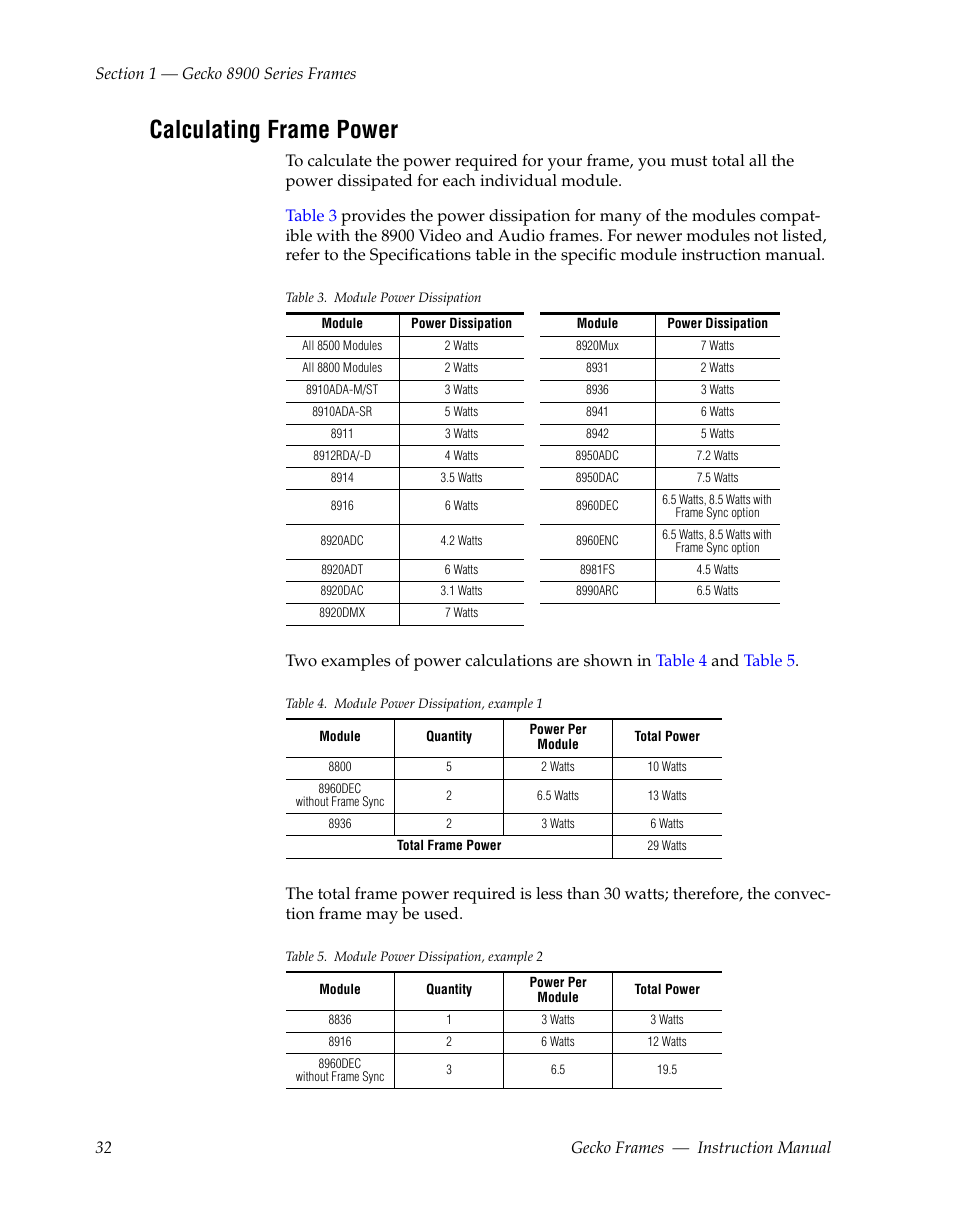 Calculating frame power | Grass Valley 8900 Frames Gecko 2009 User Manual | Page 32 / 64