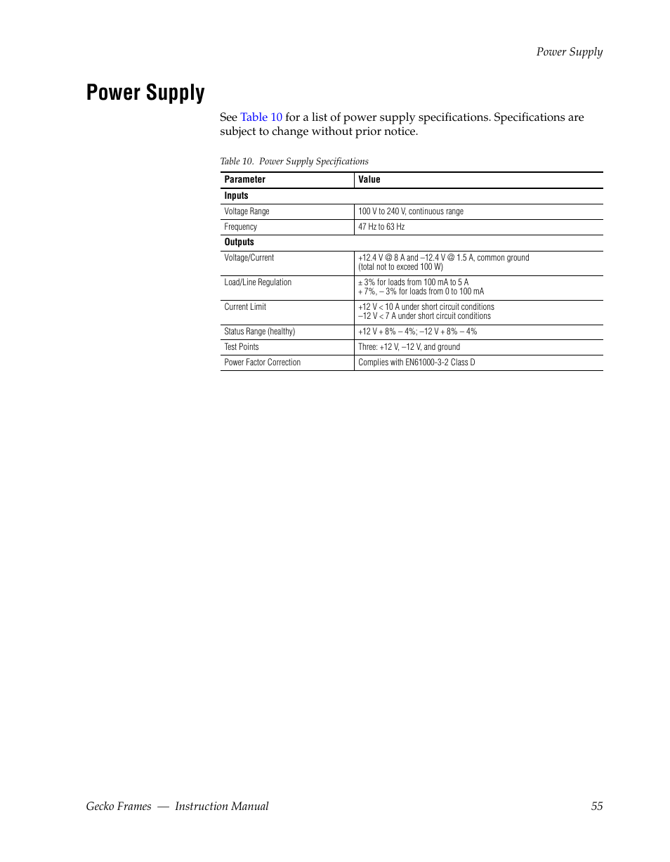 Power supply | Grass Valley 8900 Frames Gecko 2009 User Manual | Page 55 / 64