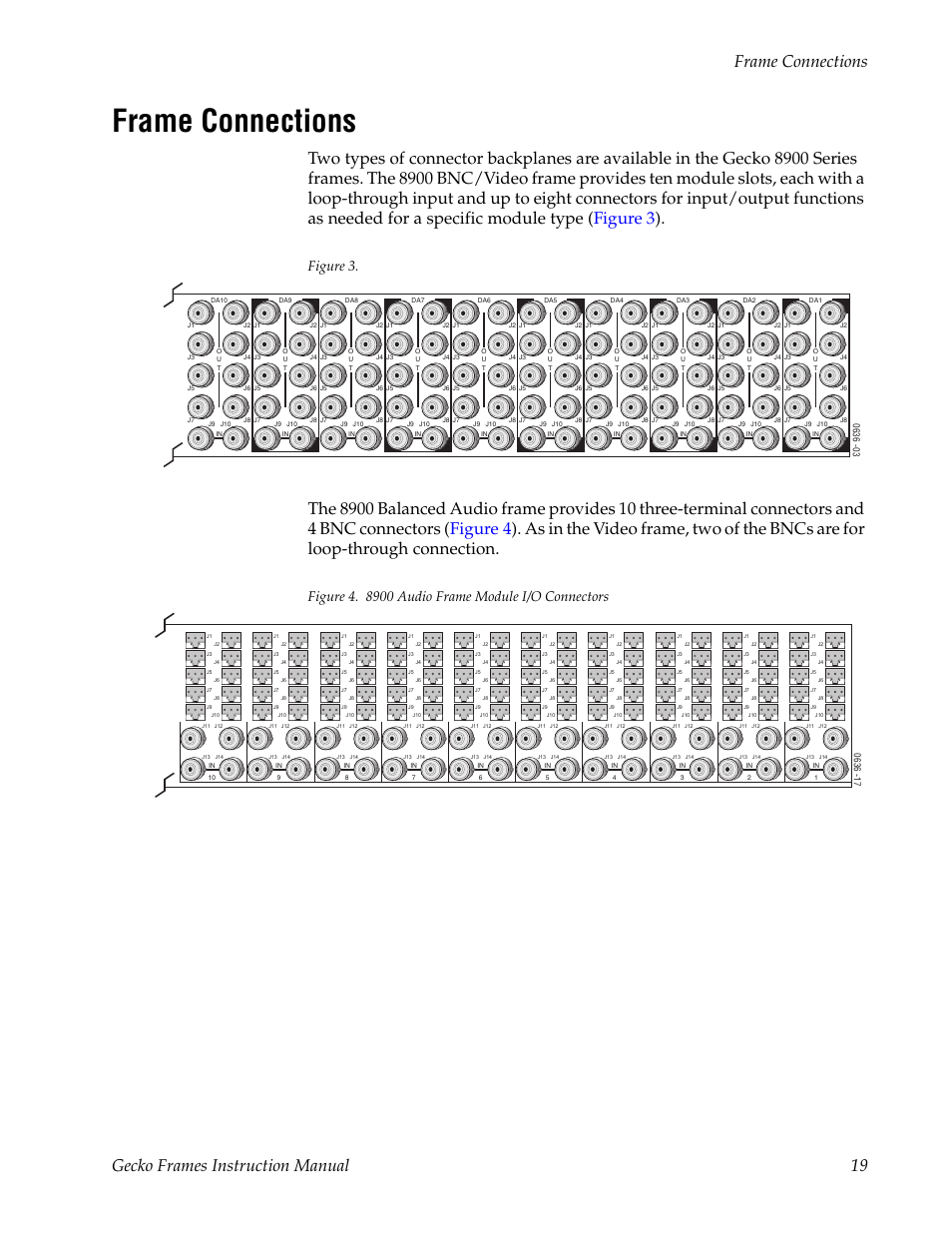 Frame connections | Grass Valley 8900 Frames Gecko 2007 User Manual | Page 19 / 52