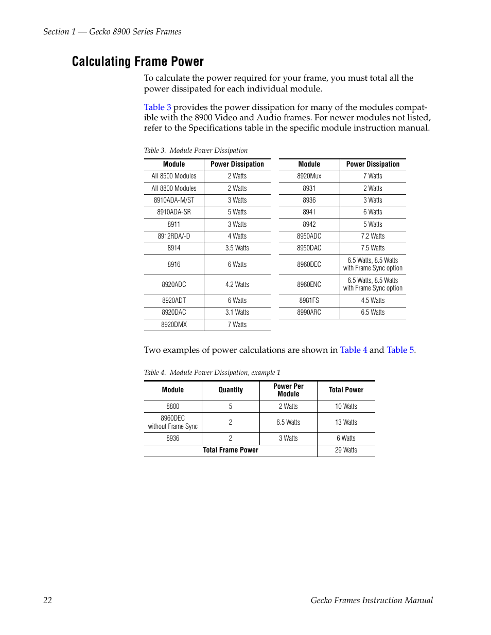 Calculating frame power | Grass Valley 8900 Frames Gecko 2007 User Manual | Page 22 / 52