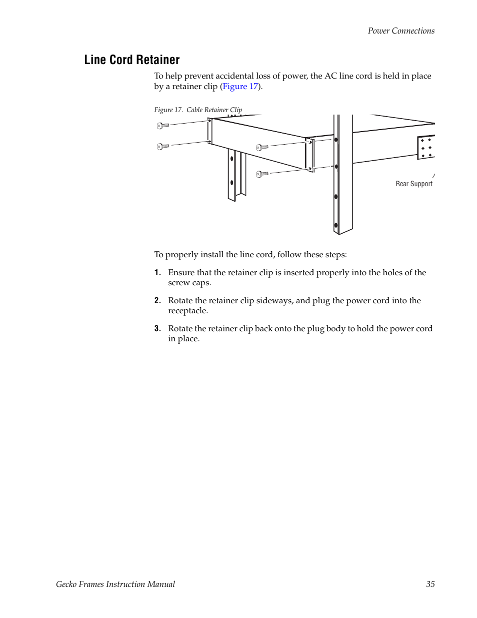 Line cord retainer | Grass Valley 8900 Frames Gecko 2007 User Manual | Page 35 / 52