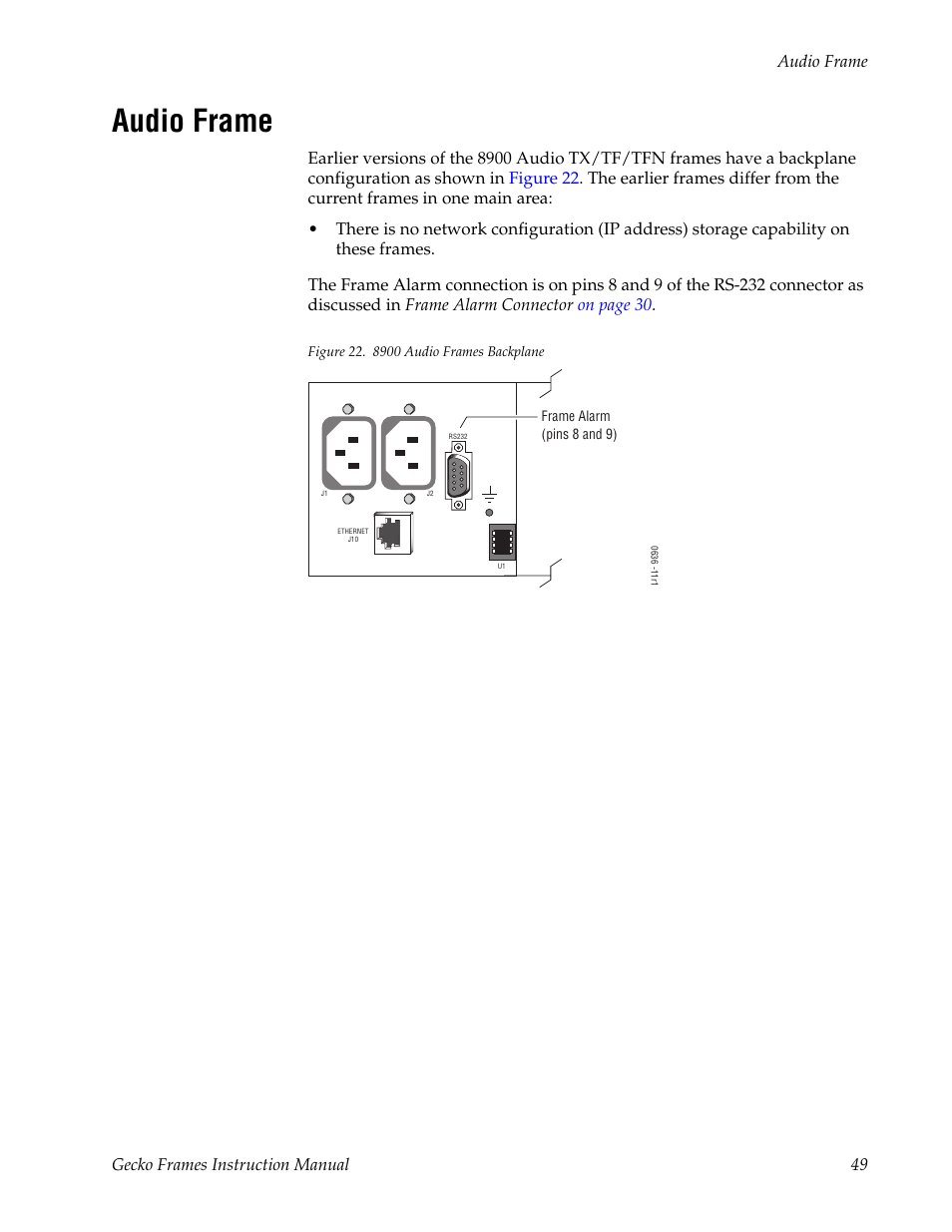 Audio frame | Grass Valley 8900 Frames Gecko 2007 User Manual | Page 49 / 52