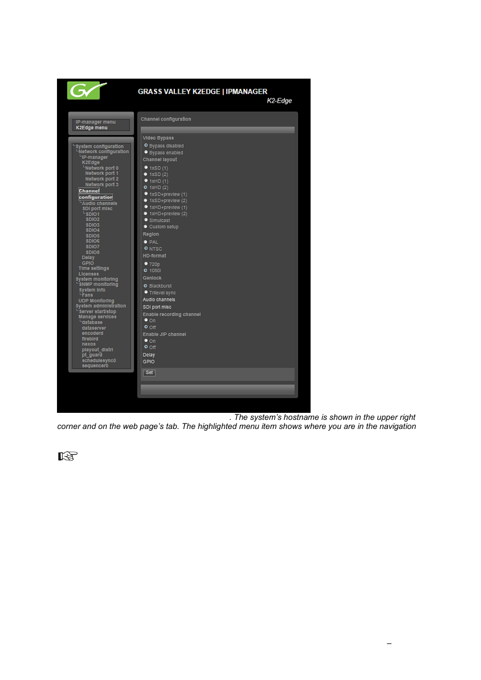 The ip manager menu | Grass Valley K2 Edge Installation v.4.1.0 User Manual | Page 33 / 54