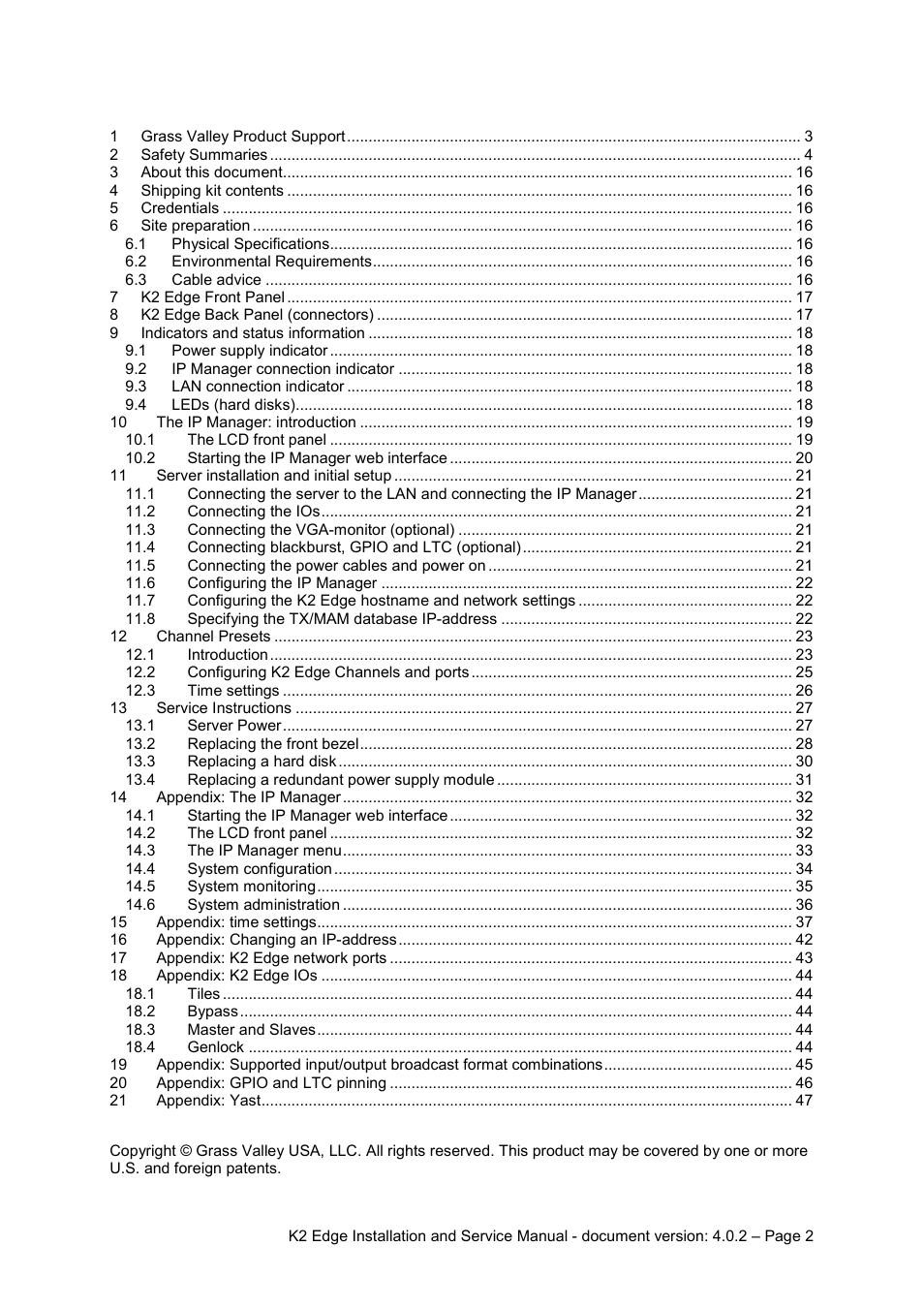 Grass Valley K2 Edge Installation v.4.0.2 User Manual | Page 2 / 49