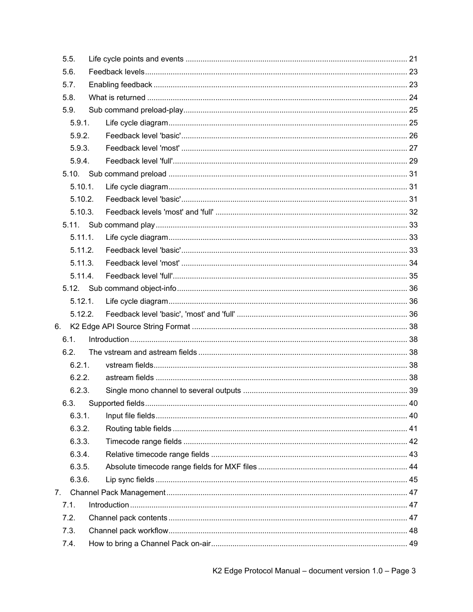 Grass Valley K2 Edge Protocol Manual v1.0 User Manual | Page 3 / 52