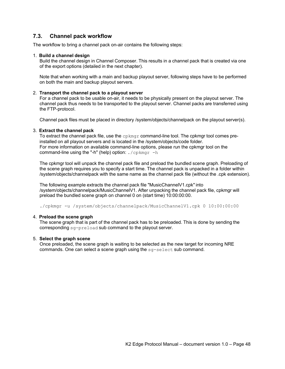 Channel pack workflow | Grass Valley K2 Edge Protocol Manual v1.0 User Manual | Page 48 / 52