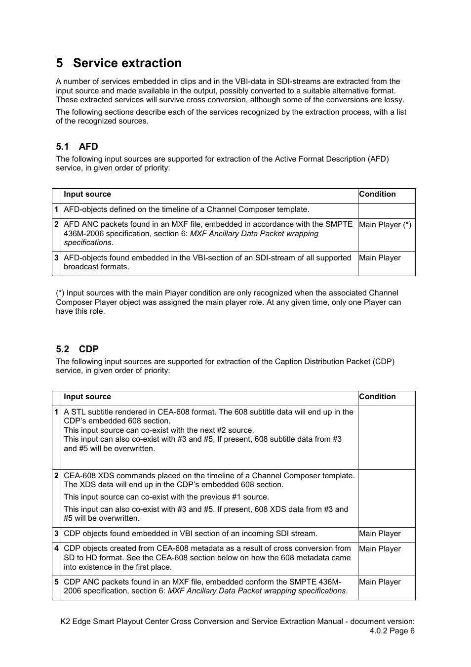 5 service extraction, 1 afd, 2 cdp | Service extraction | Grass Valley K2 Edge Extraction Manual v.4.0.2 User Manual | Page 6 / 9