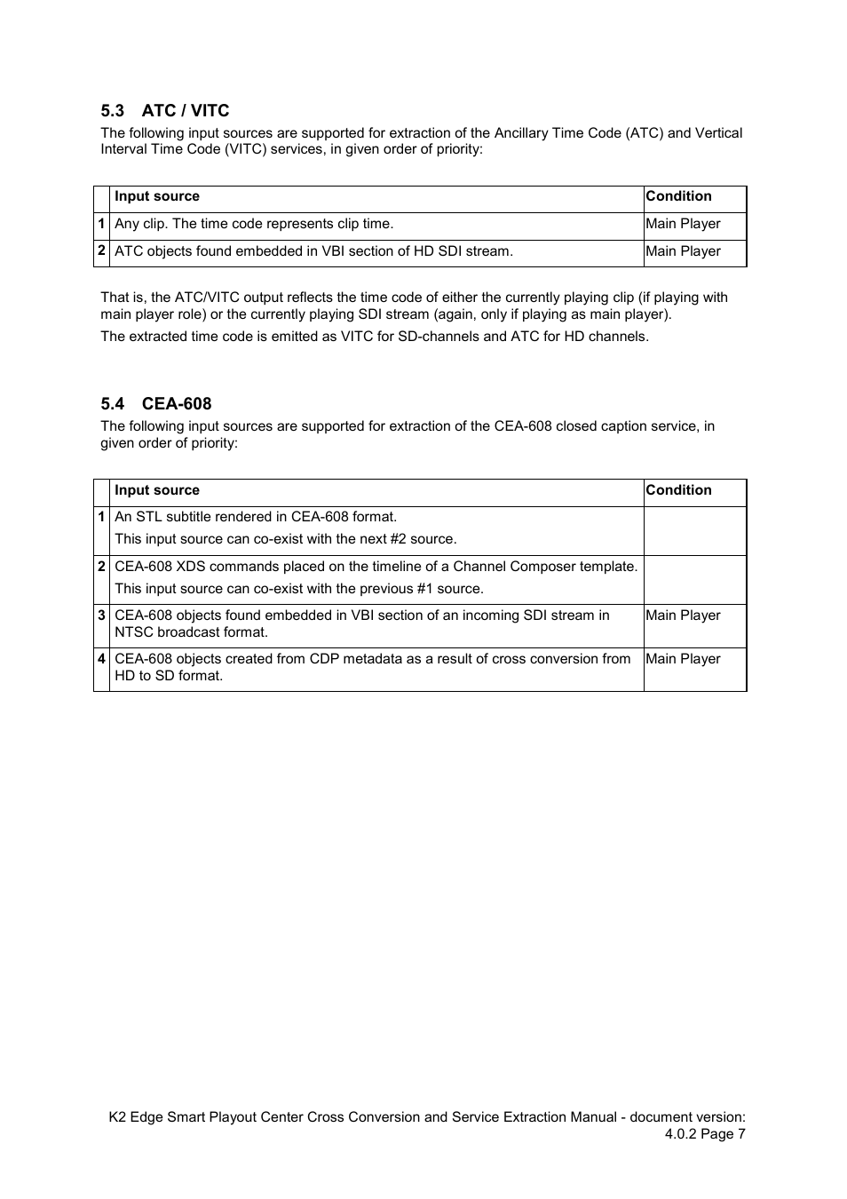 3 atc / vitc, 4 cea-608, Atc / vitc | Cea-608 | Grass Valley K2 Edge Extraction Manual v.4.0.2 User Manual | Page 7 / 9