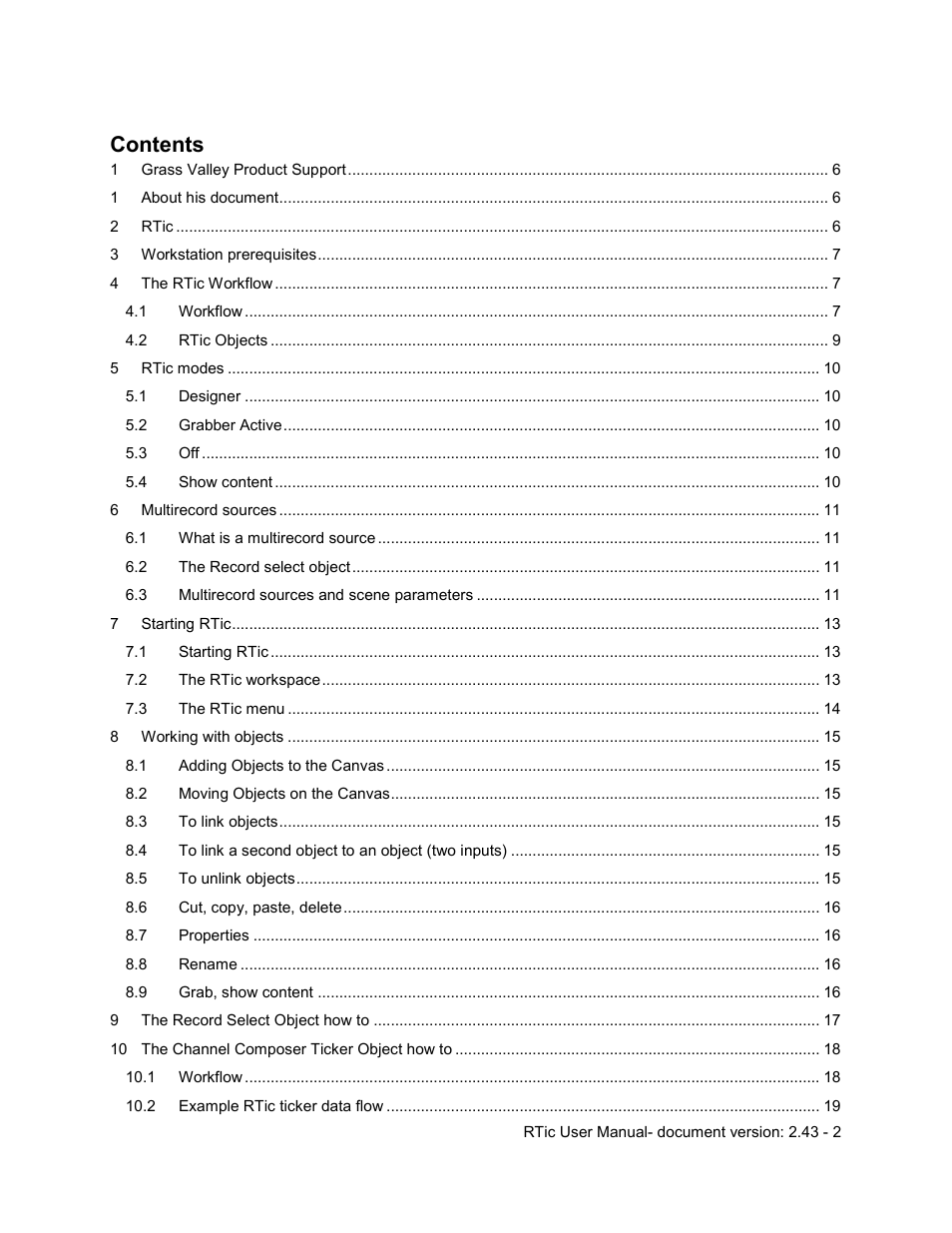 Grass Valley RTic v.2.43 User Manual | Page 2 / 63