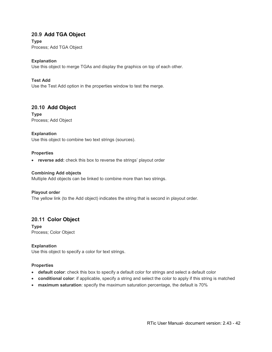 9 add tga object, 10 add object, 11 color object | Add tga object, Add object, Color object | Grass Valley RTic v.2.43 User Manual | Page 42 / 63