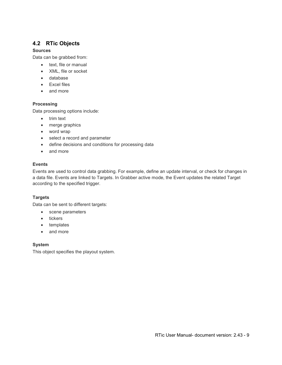 2 rtic objects, Rtic objects | Grass Valley RTic v.2.43 User Manual | Page 9 / 63