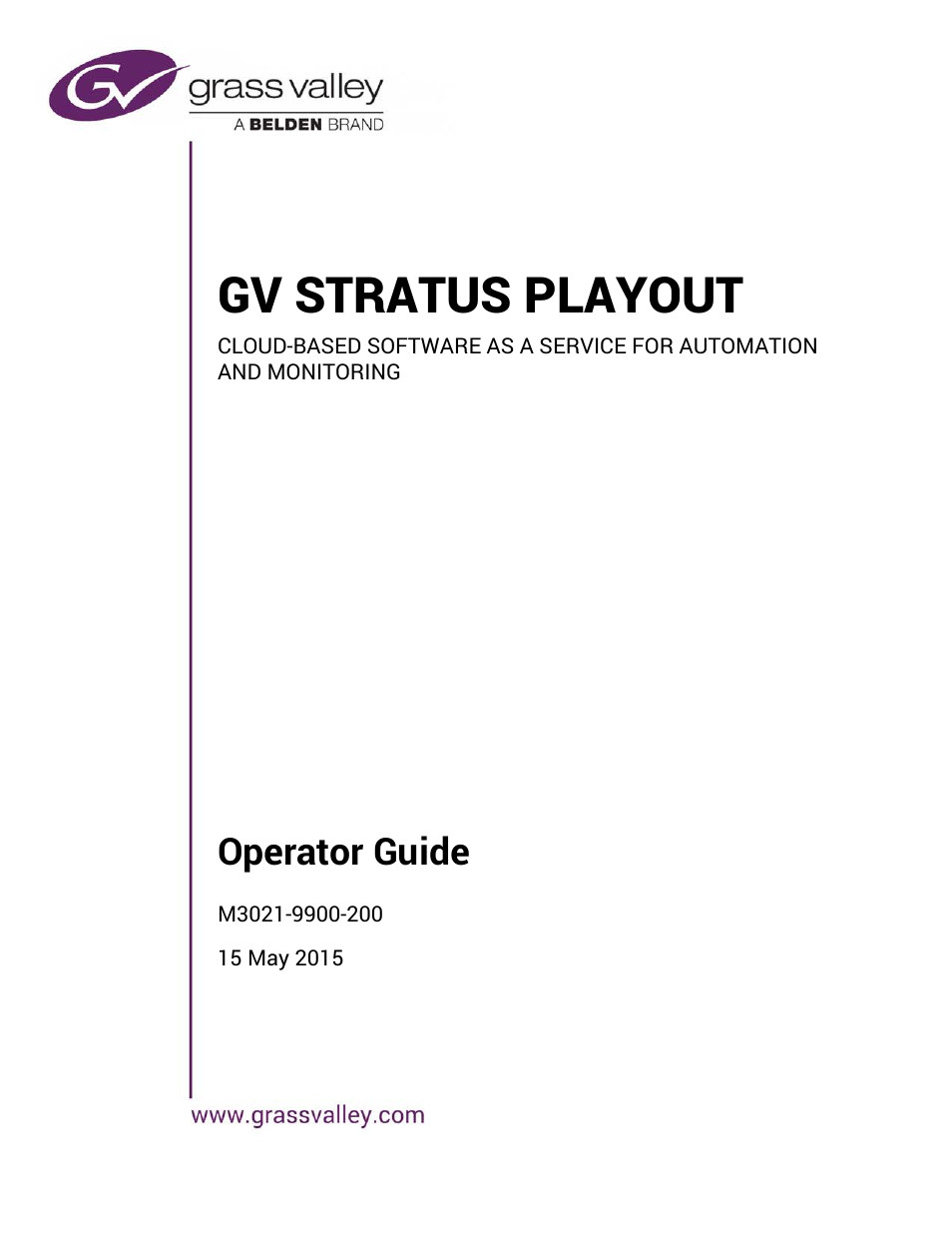 Grass Valley GV STRATUS Playout v.2.0 User Manual | 141 pages