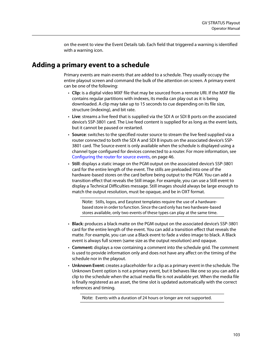 Adding a primary event to a schedule, Adding a primary event to, A schedule | Grass Valley GV STRATUS Playout v.2.0 User Manual | Page 103 / 141