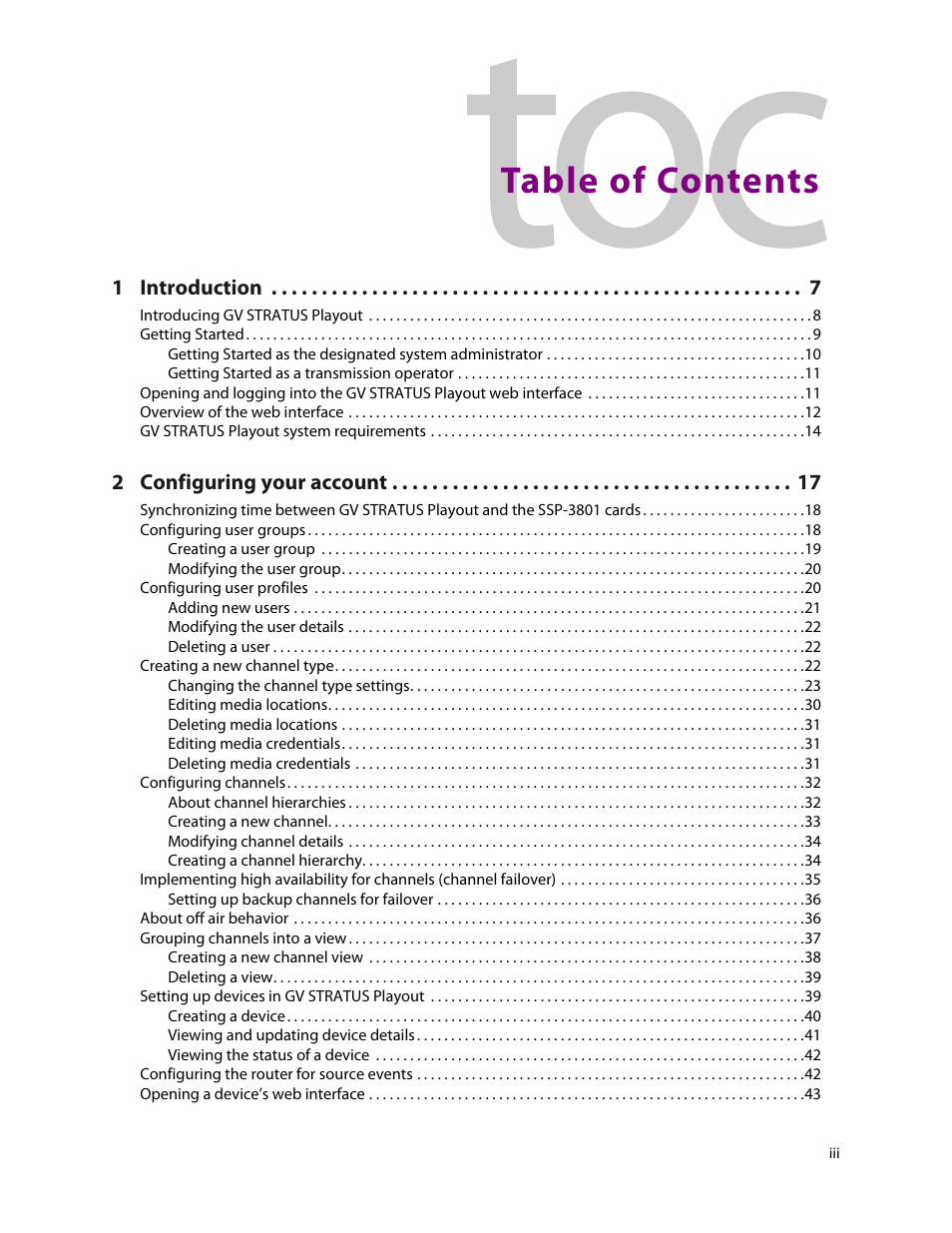 Grass Valley GV STRATUS Playout v.2.0 User Manual | Page 3 / 141