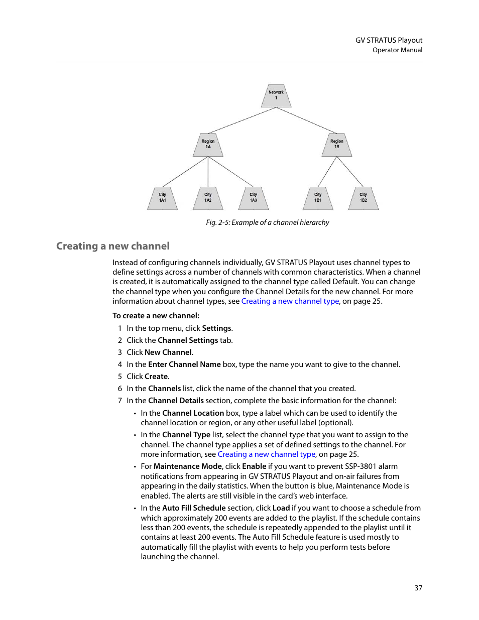Creating a new channel | Grass Valley GV STRATUS Playout v.2.0 User Manual | Page 37 / 141
