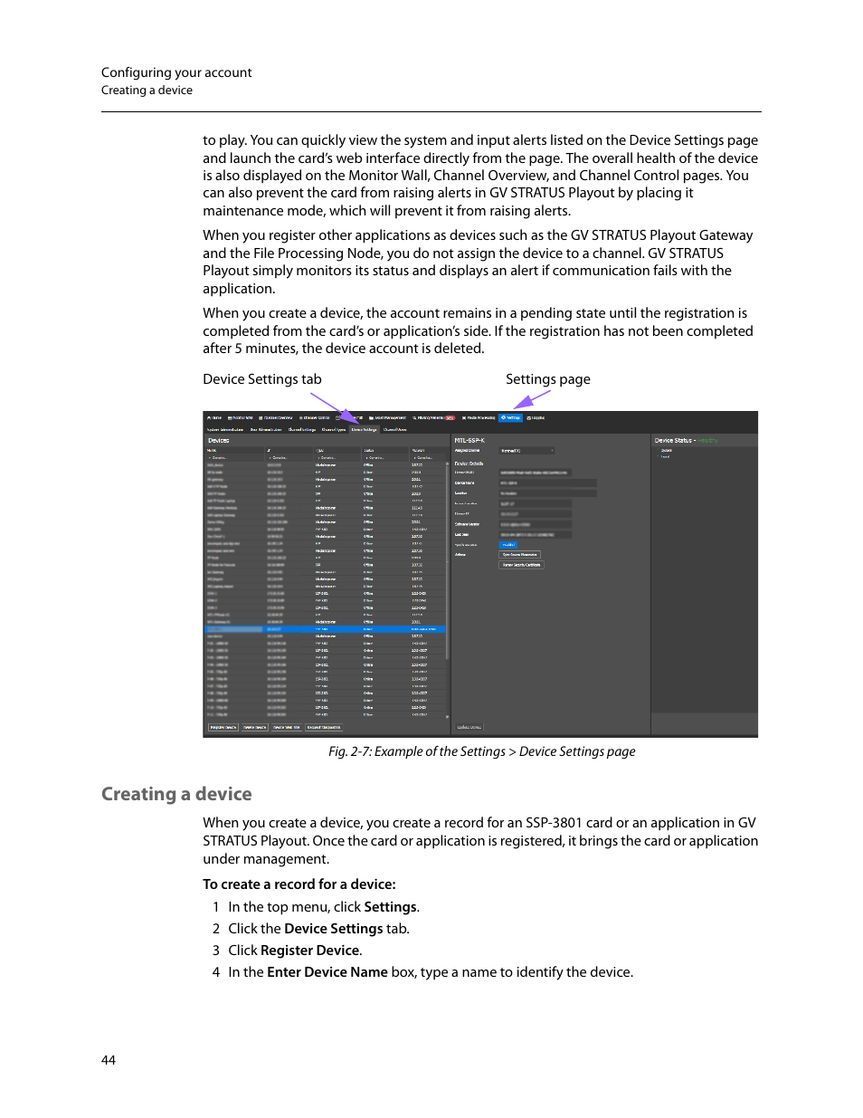 Creating a device | Grass Valley GV STRATUS Playout v.2.0 User Manual | Page 44 / 141