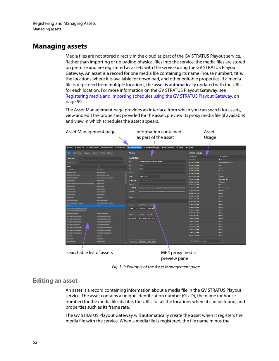 Managing assets, Editing an asset | Grass Valley GV STRATUS Playout v.2.0 User Manual | Page 52 / 141