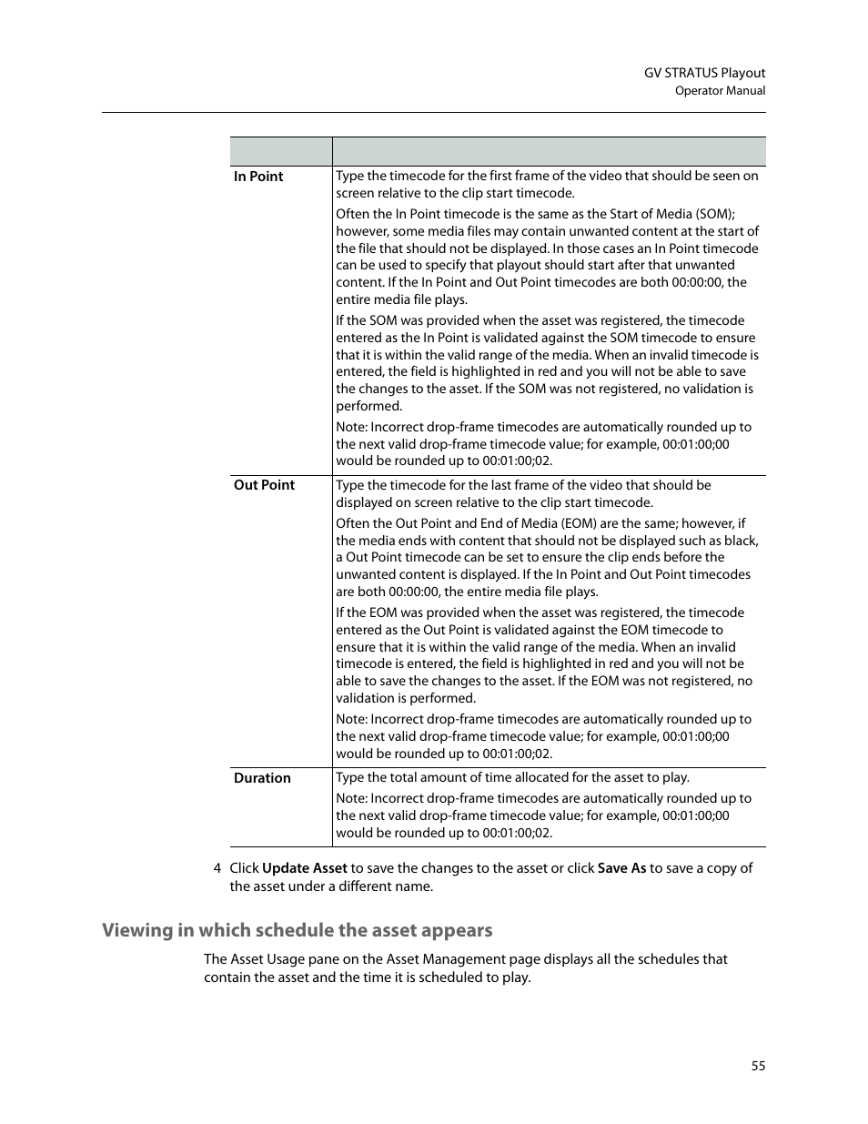 Viewing in which schedule the asset appears | Grass Valley GV STRATUS Playout v.2.0 User Manual | Page 55 / 141