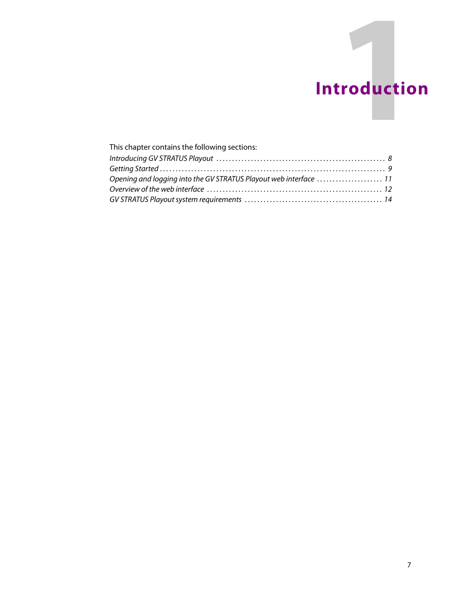 Introduction | Grass Valley GV STRATUS Playout v.2.0 User Manual | Page 7 / 141