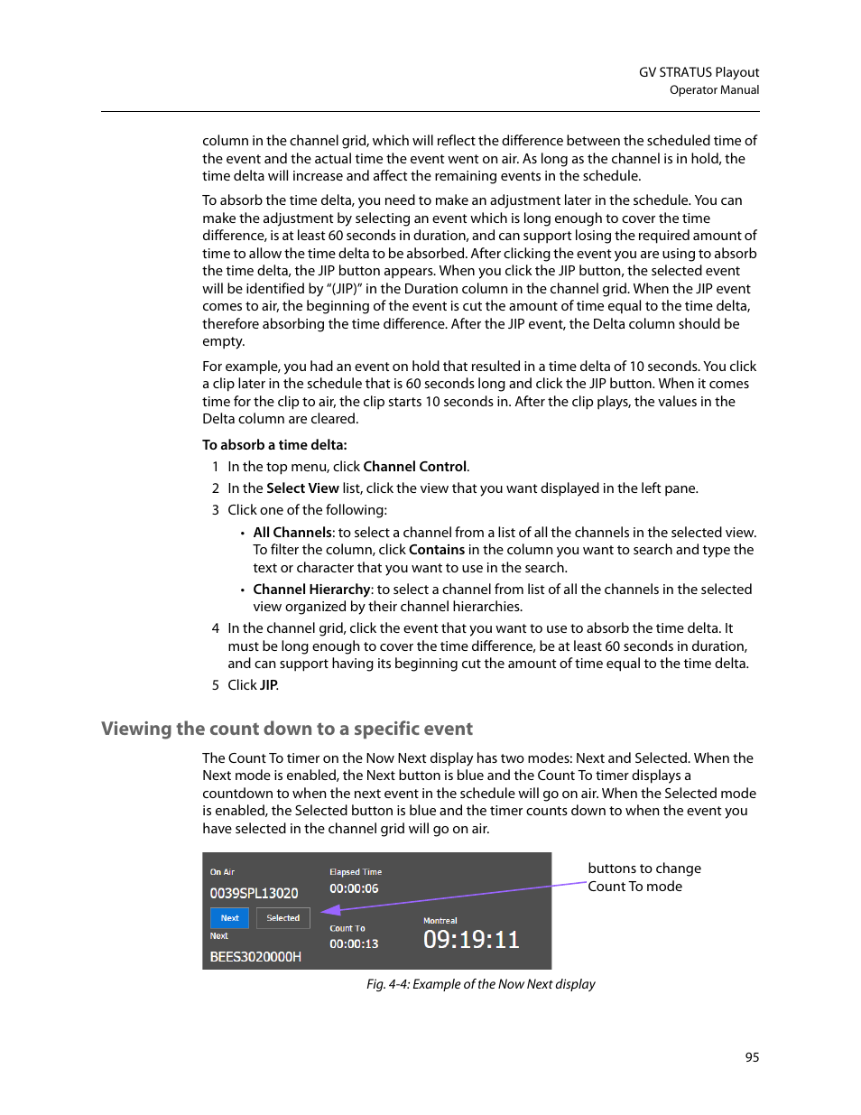 Viewing the count down to a specific event | Grass Valley GV STRATUS Playout v.2.0 User Manual | Page 95 / 141