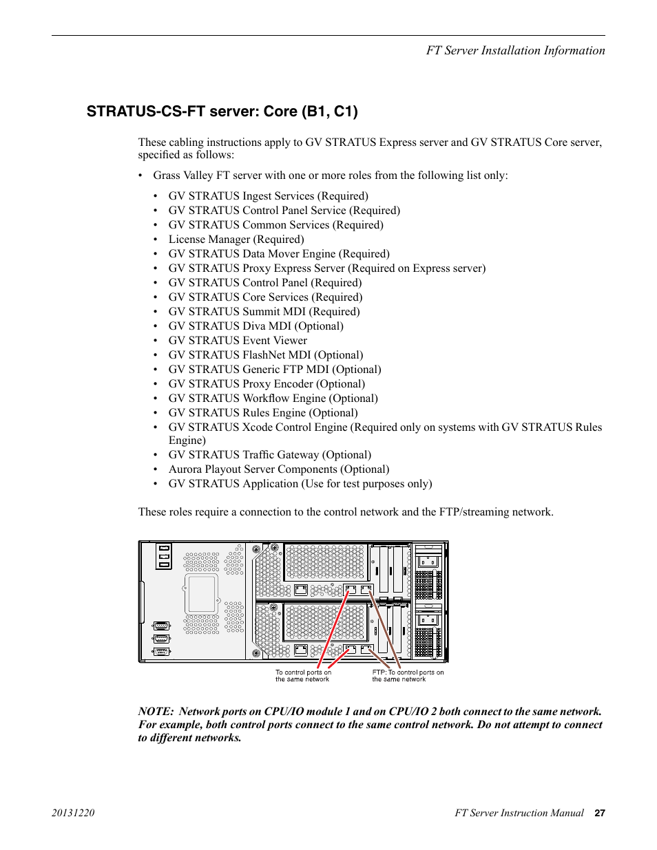 Stratus-cs-ft server: core (b1, c1) | Grass Valley FT Server User Manual | Page 27 / 96