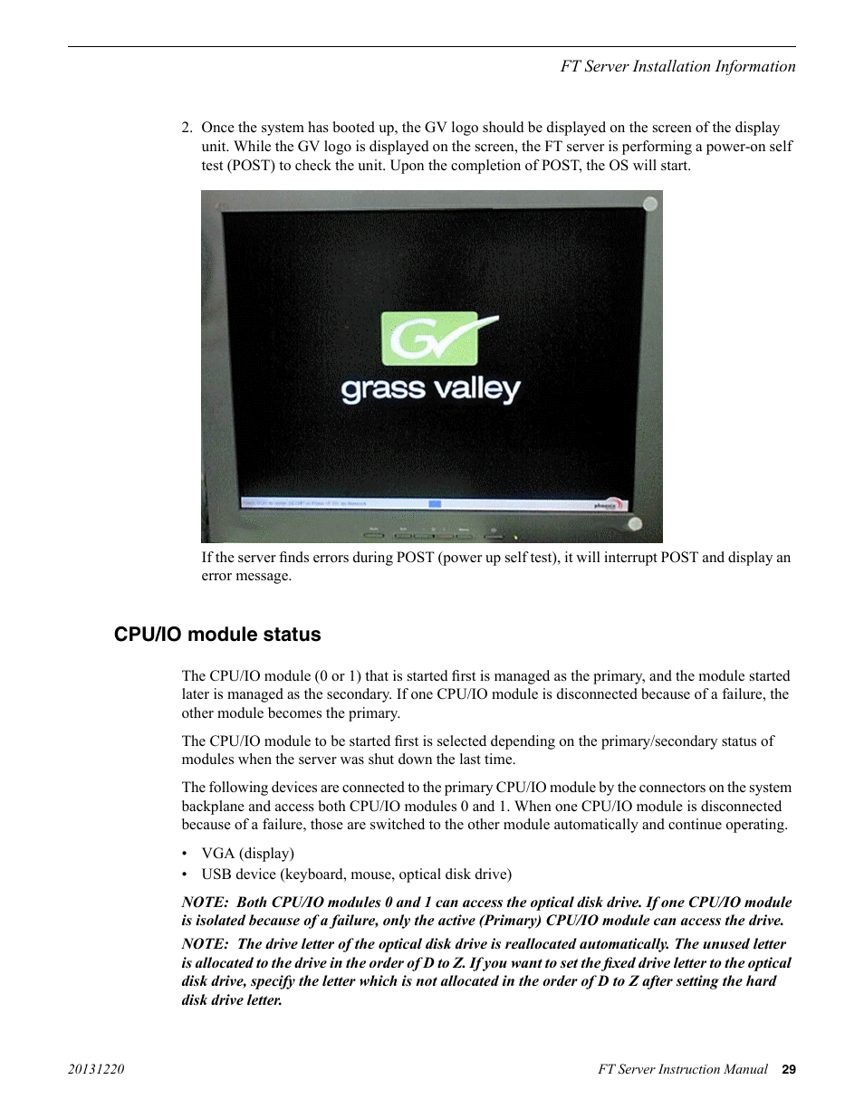 Cpu/io module status | Grass Valley FT Server User Manual | Page 29 / 96