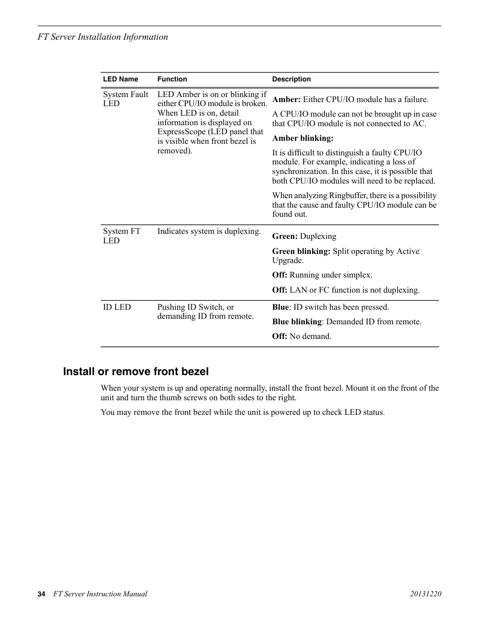 Install or remove front bezel | Grass Valley FT Server User Manual | Page 34 / 96