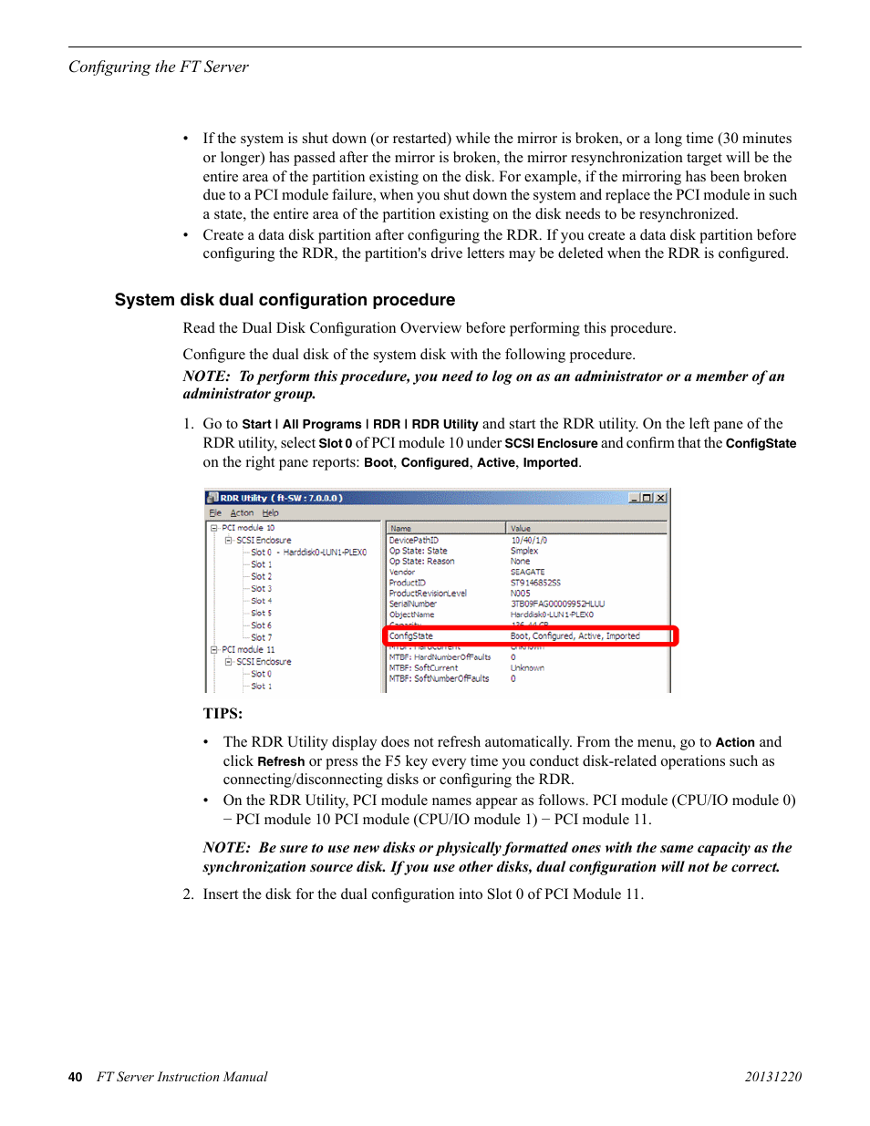 System disk dual configuration procedure | Grass Valley FT Server User Manual | Page 40 / 96